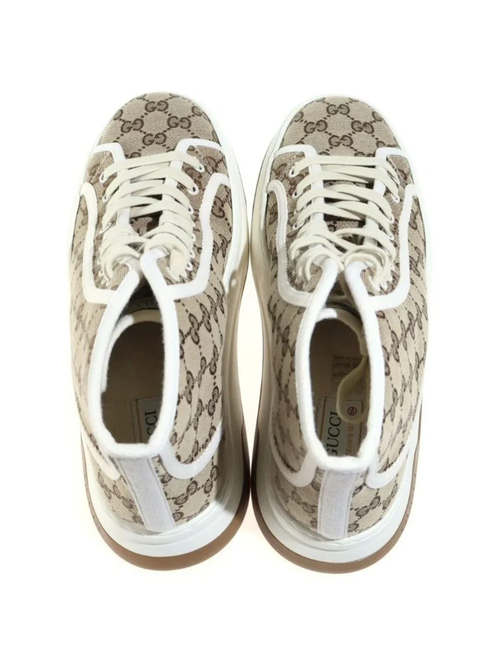 Gucci Tennis GG Canvas High Top Sneakers Beige